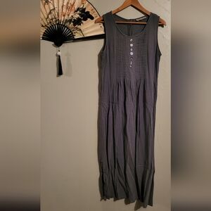 Vintage Charcoal Sleeveless Midi Dress